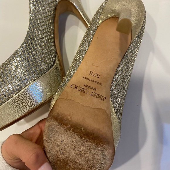 Jimmy choo authentic gold/silver pumps/ heels size 37 1/2 - Picture 7 of 9